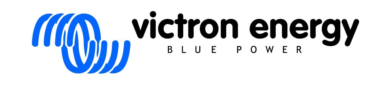 Victron Energy logo with blue intertwined coil emblem and the words BLUE POWER
